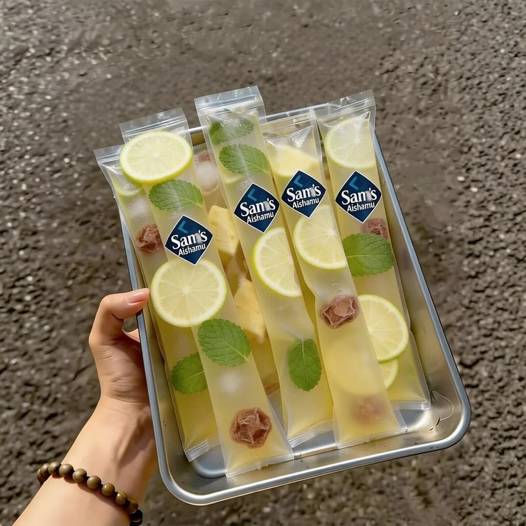 Hortelã Pomelo Ameixa Chá Gelado DIY Saco de Gelo Descartável Saco Selado de Qualidade Alimentar Molde de Cubo de Gelo C