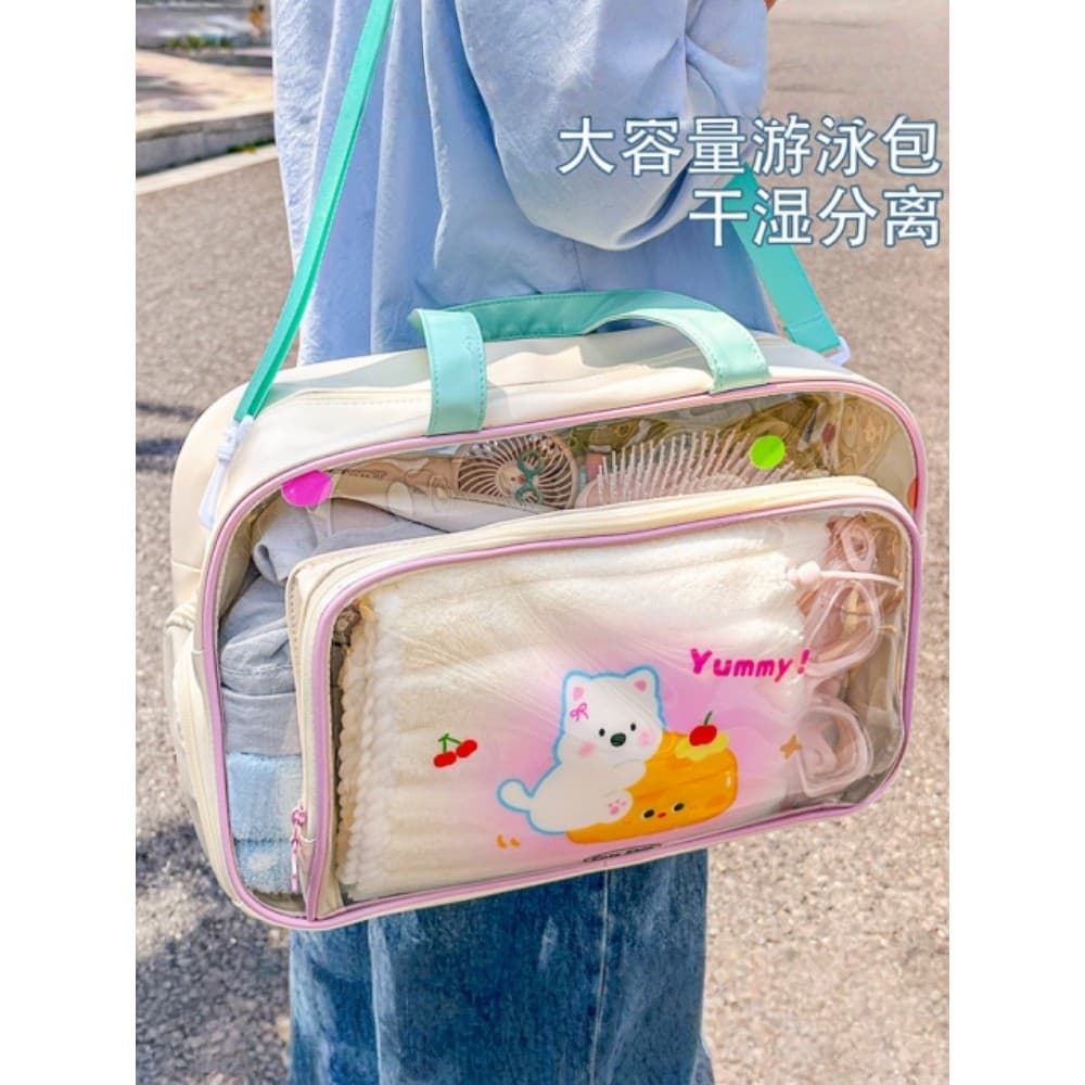 Bolsa de natação com separação seca e molhada, à prova d'água, grande capacidade, bolsa de higiene pessoal para viagem,