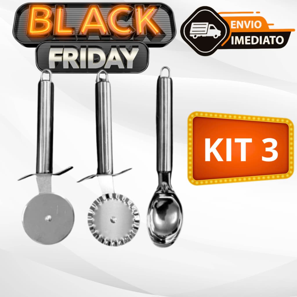 Conjunto de Utensílios de Cozinha 3 Peças em Aço Inox - Praticidade e Estilo para Sua Cozinha