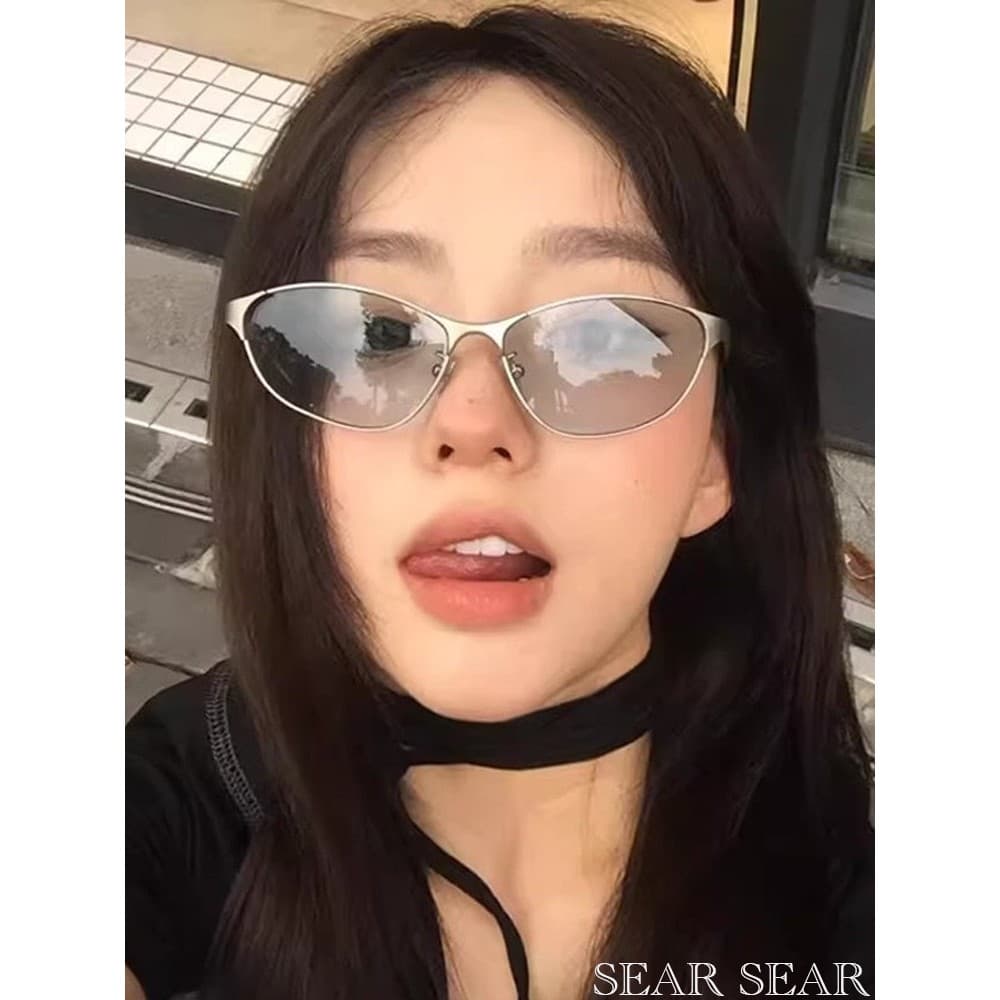 Retro y2k óculos de sol feminino High-End estilo menina quente óculos de sol americano olho de gato elegante único rua t