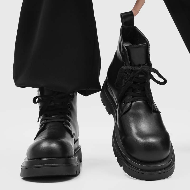 Cos altura crescente sapatos invisível altura interna aumentando 10cm preto Martin botas masculinas de sola grossa meado