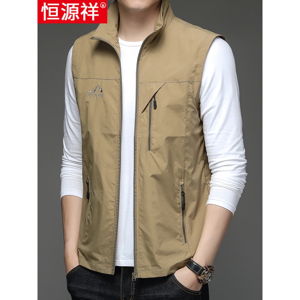 Hengyuanxiang colete masculino ao ar livre Workwear colete exterior Multi-bolso esportes colete lazer pesca jaqueta