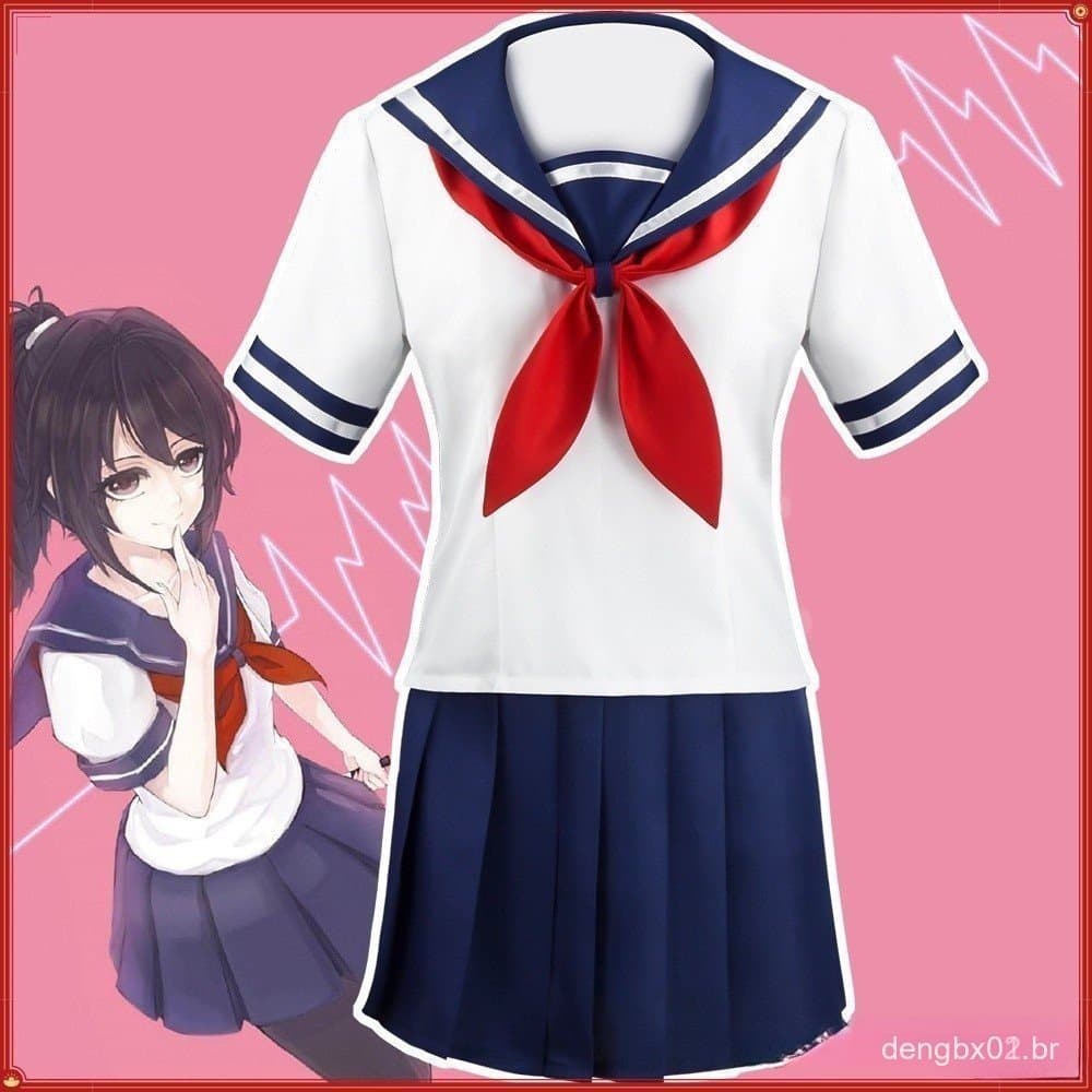 HJ Yandere Ayano Aishi Anime Simulator Cosplay Uniforme Feminino JK Vestidos Femininos Conjunto Completo BOM2 UQX2 E1O5