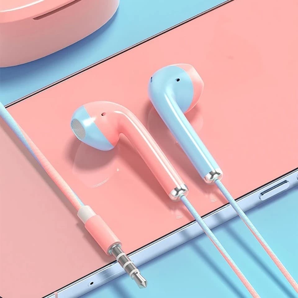 Fones De Ouvido Macaron U24 Com Fio De 3.5 Mm Design Colorido Qualidade De Som HiFi Inspirada Em Desenho Animado E Reduç