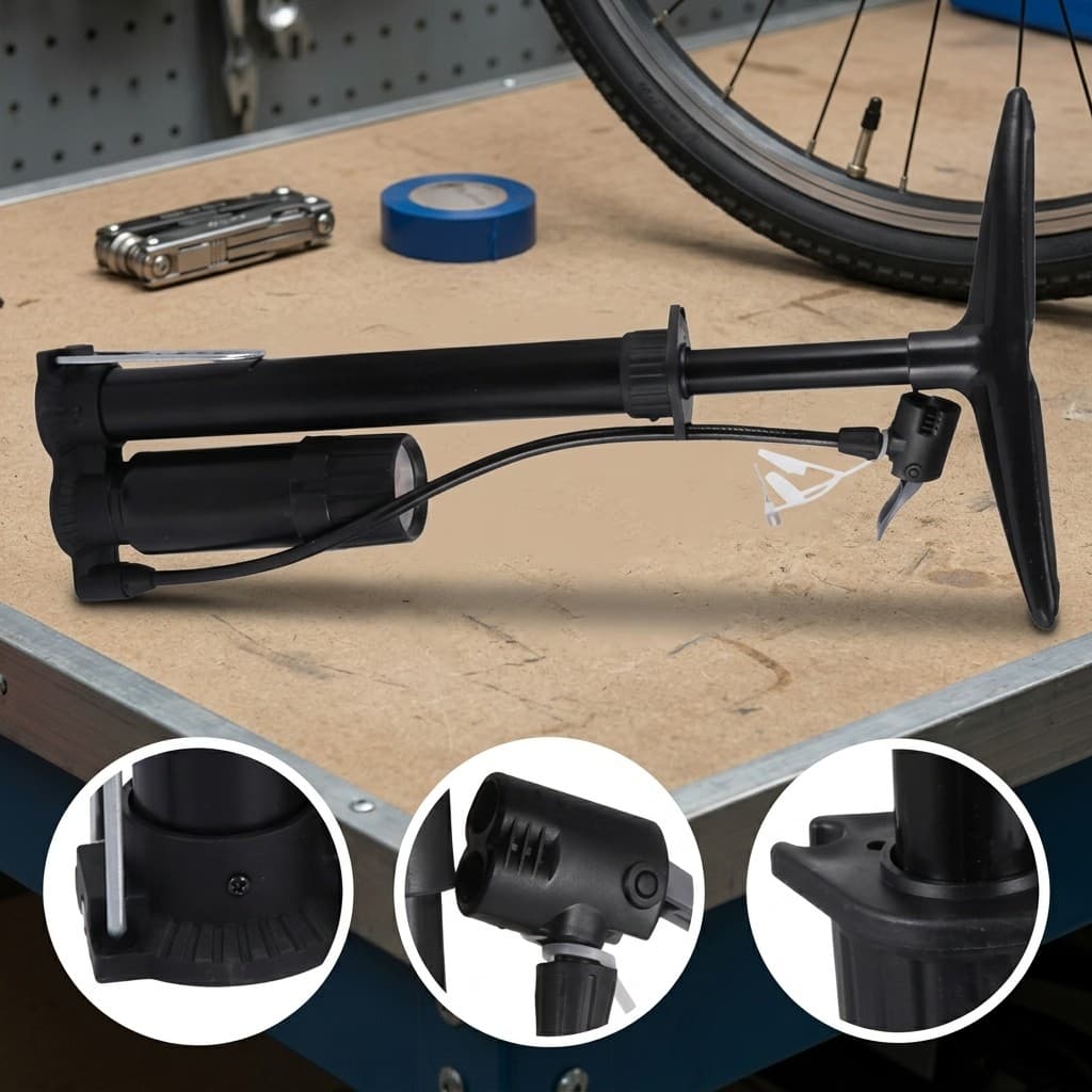 Bomba De Ar Manual Multiuso Com Manometro Para Encher Pneu De Bicicleta Carro Moto Colchao Bola Resistente