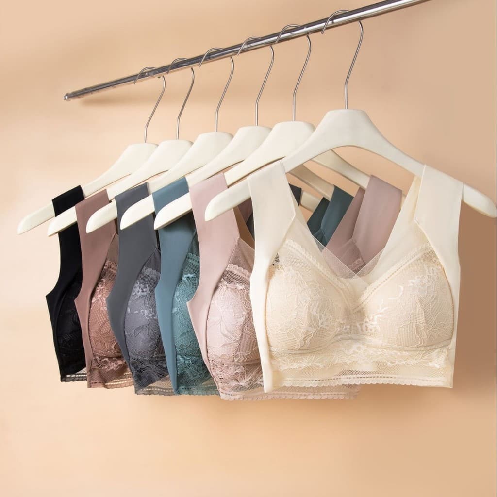 Verão sem costura renda de seda gelo bela volta roupa interior feminina sem fio copo fixo envolto peito reunido colete e