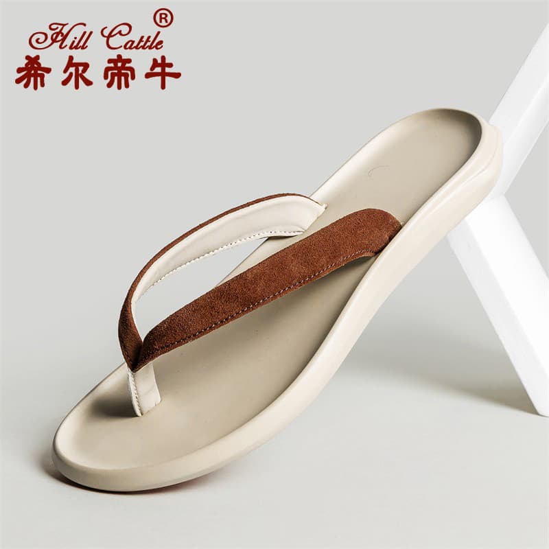 Sandálias de verão masculinas de couro genuíno Flip-Flops sapatos masculinos antiderrapantes sapatos de praia sandálias