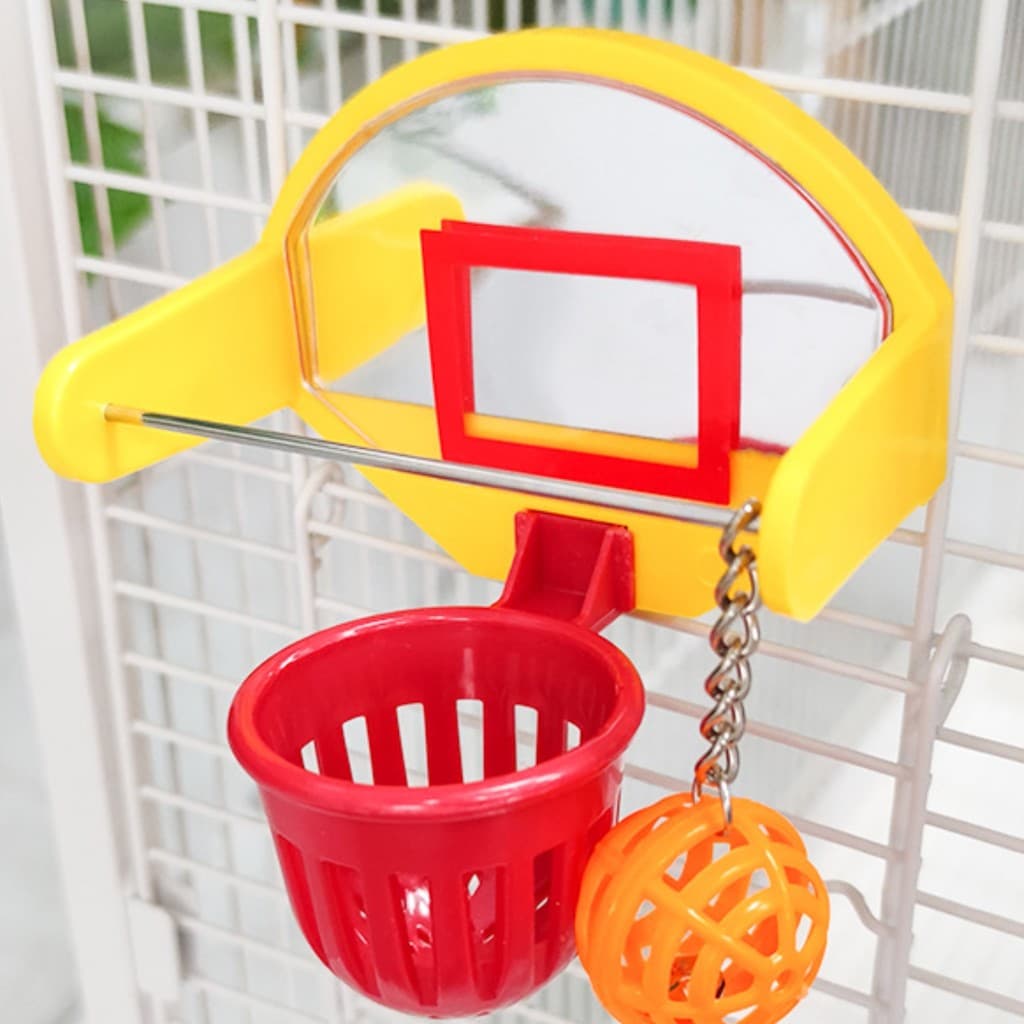 Gabinete De Pássaro Brinquedo De Basquete Acessório Para Animais De Estimação Bola Perfurada Barra De Suporte De Metal