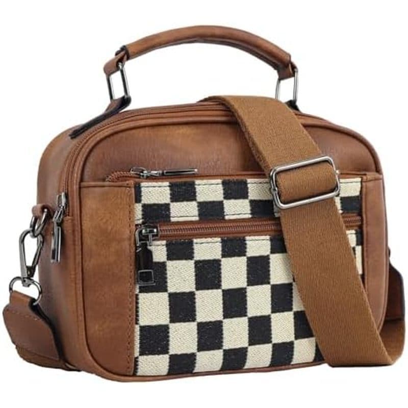 Xadrez Crossbody Bolsa Feminina De Ombro Superior Mão Sacola De Couro Hobo Bolsas
