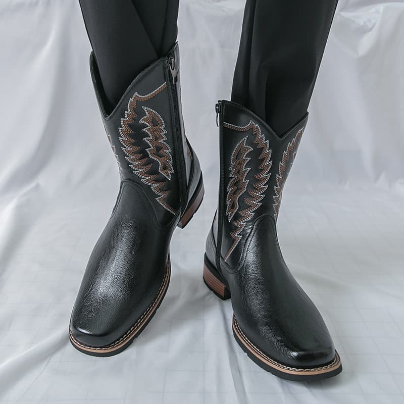 Botas de Cowboy ocidentais masculinas outono inverno botas masculinas de alta qualidade bordadas botas de equitação mong