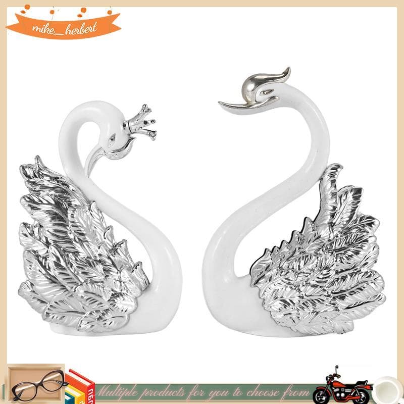 2 Peças De Estatuetas De Ornamentos De Cisne , Decoração De Bolo Carro , Casamento Em Casa B