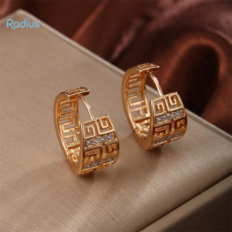 Aros De Orelha Circulares De Zircônia Incrustados De Cobre Raio , Brincos De Moda Para Mulheres Novos