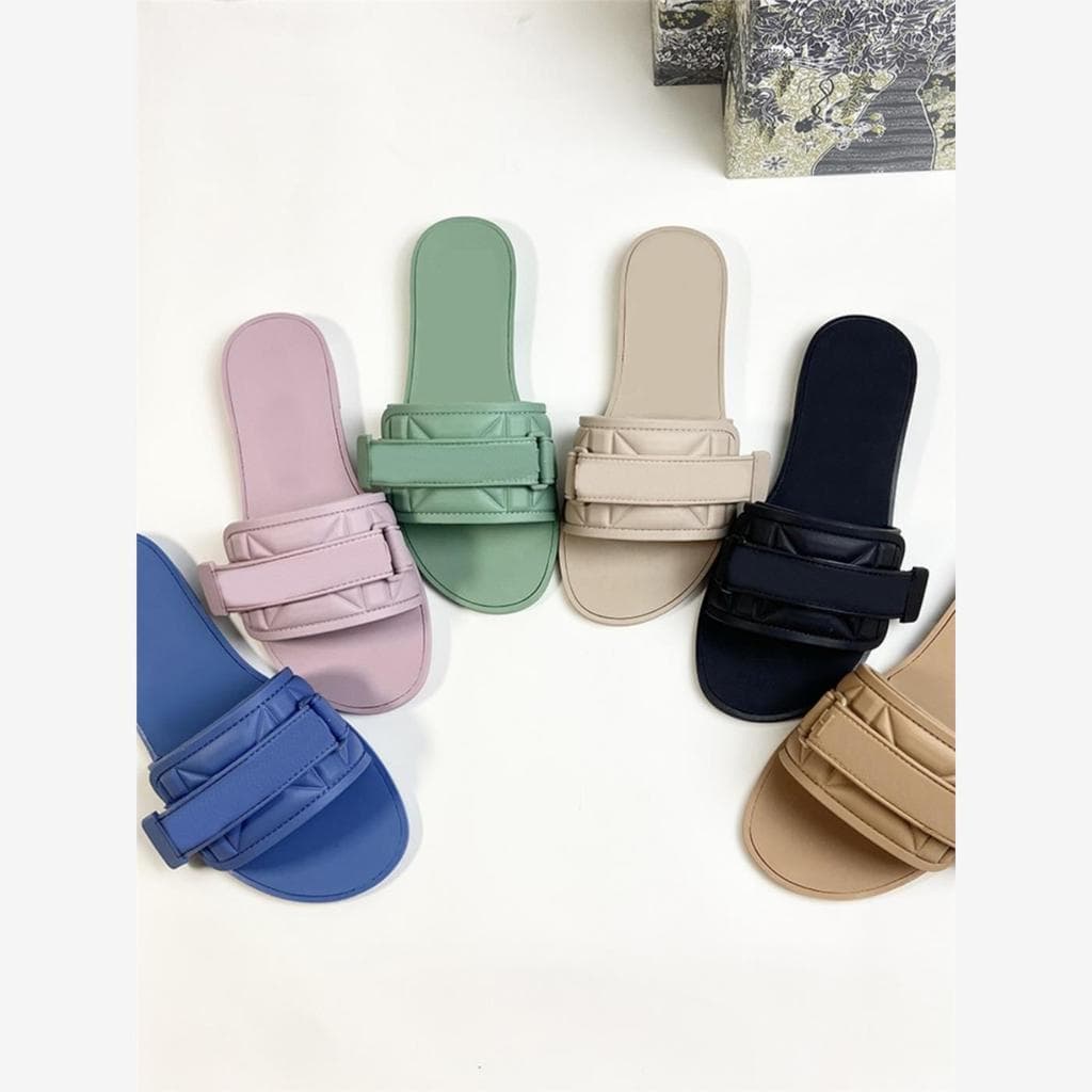 d Chinelos Femininos Planos Com Fivela De Letras Para Uso Externo Sandálias Planas