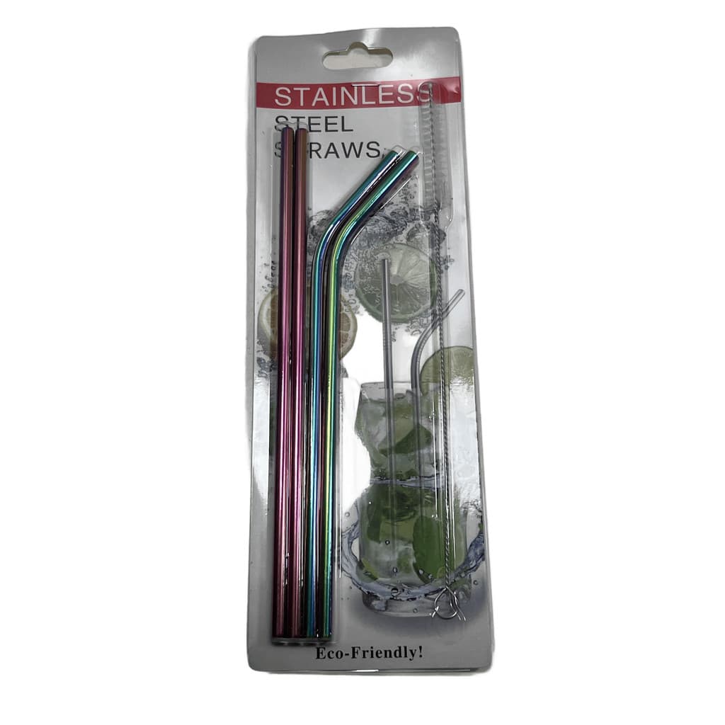 Canudo Inox Color C/4 E Escova de limpeza