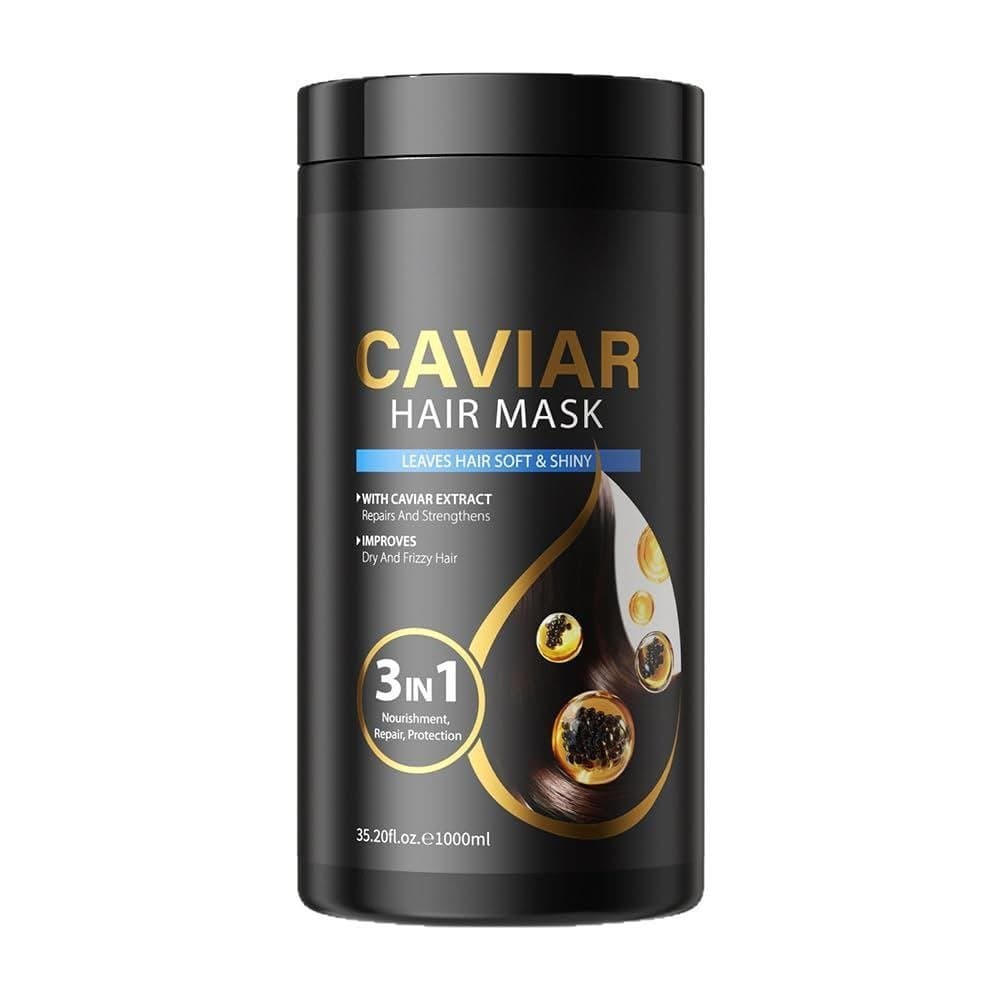 Máscara Capilar de Caviar 1L – Hidratação Intensiva e Nutrição para Cabelos Secos ou com Aparência Danificada, Ajuda a S