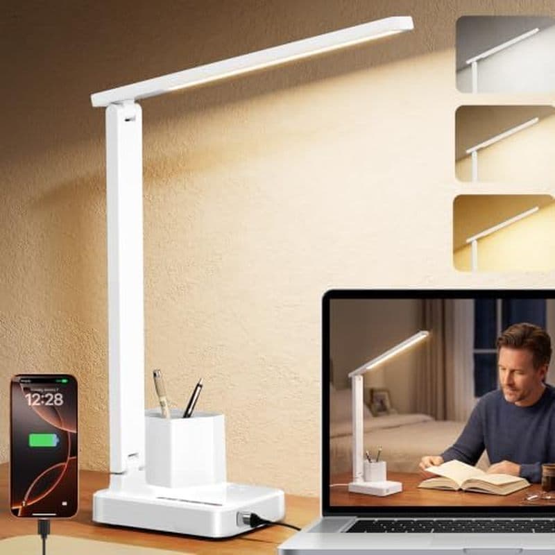 Lâmpadas De Mesa LED Para Escritório Doméstico , Luz Moderna Regulável Cuidar Dos Olhos Com Portas De Carregamento USB T