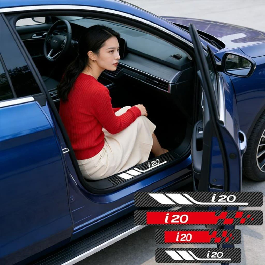 Kit 4 Peças Textura 3D Adesivo De Soleira De Porta Automotiva Acessórios Para Carro For Hyundai i20 N Line Active