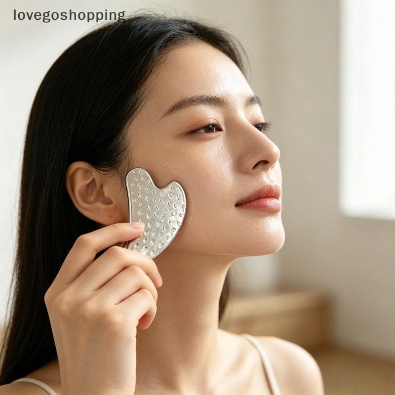 [lovego] Gua Sha Massageador Facial 304 Aço Inoxidável Suave Metal Ferramenta Resistente Para Mulheres Cuidados Faciais