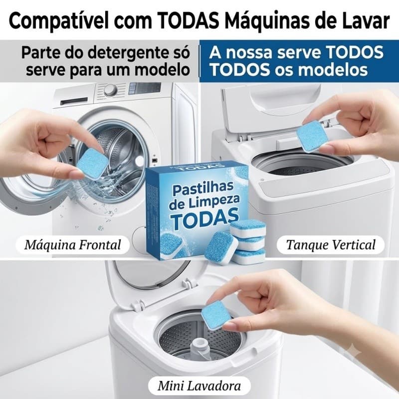 Pastilhas Efervescentes Multifuncional Limpeza Profunda Lavadora Top Vendas Brasil Remove Mofo e Odores