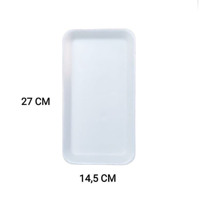 Bandeja de Isopor B4 27x14 CM Com 50/100 Unidades