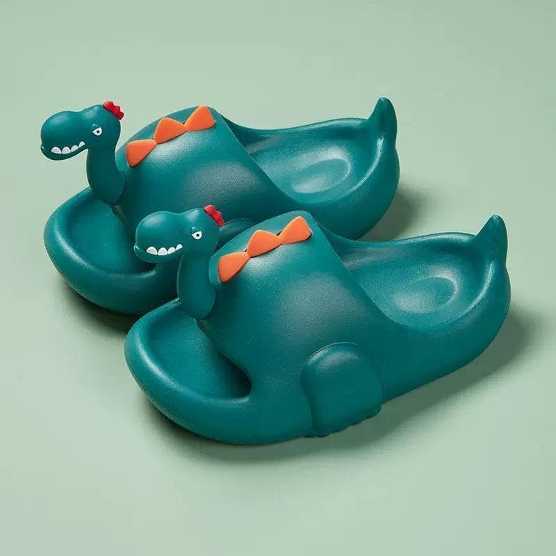 Fundo macio bonito divertido dinossauro pai-filho chinelos feminino interior casa leve antiderrapante pisando na merda s