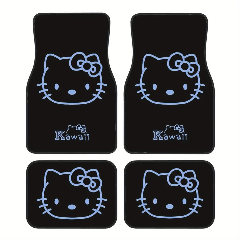 Conjunto de 4 peças de tapetes de carro com tema Sanrio, tapetes de carro universais duráveis e SUV, presentes de feriad