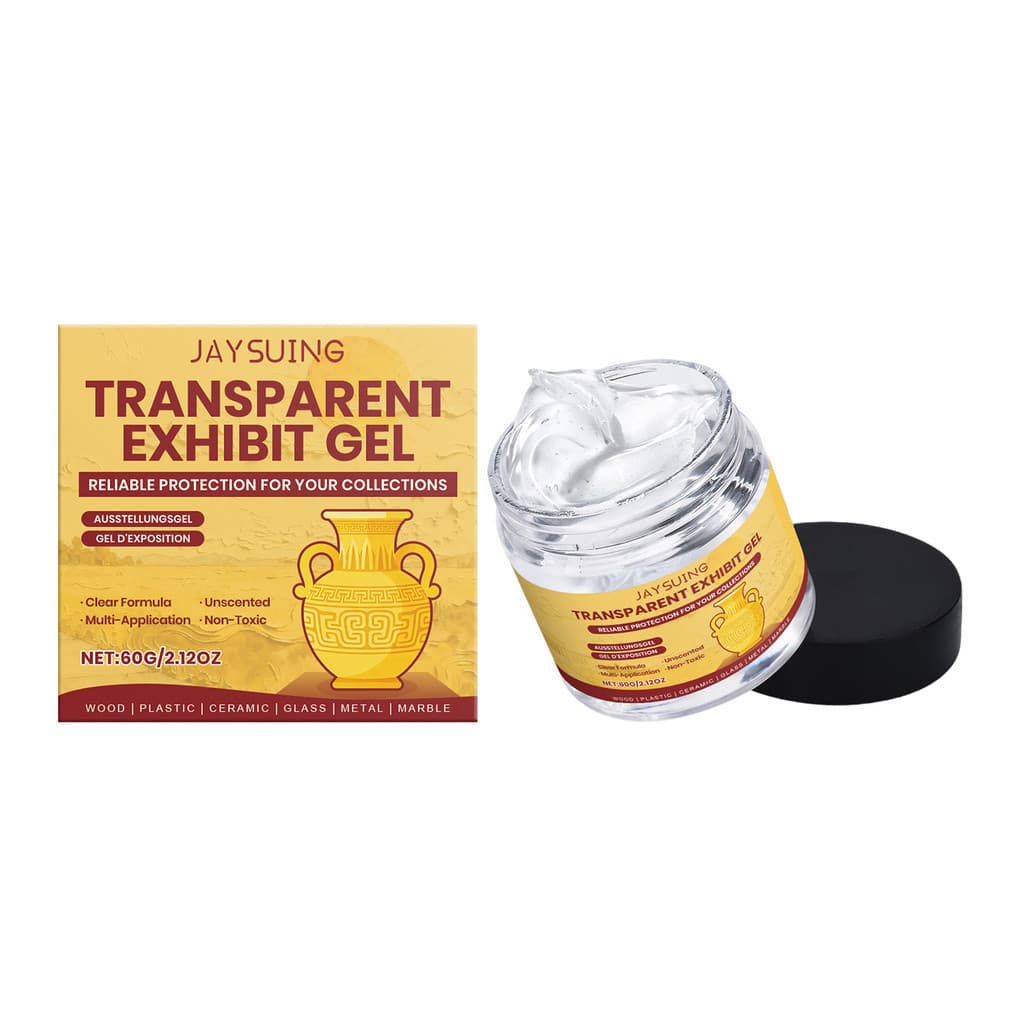O gel transparente para exibição Jaysuing é adequado para diversos materiais, oferecendo proteção estável para exposiçõe