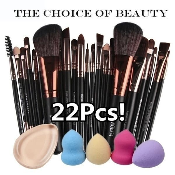 Conjunto de 22 Pincéis de Maquiagem, Kit de Ferramentas de Maquiagem, Conjunto de Pincéis de Lã para Maquiagem, GRÁTIS 3