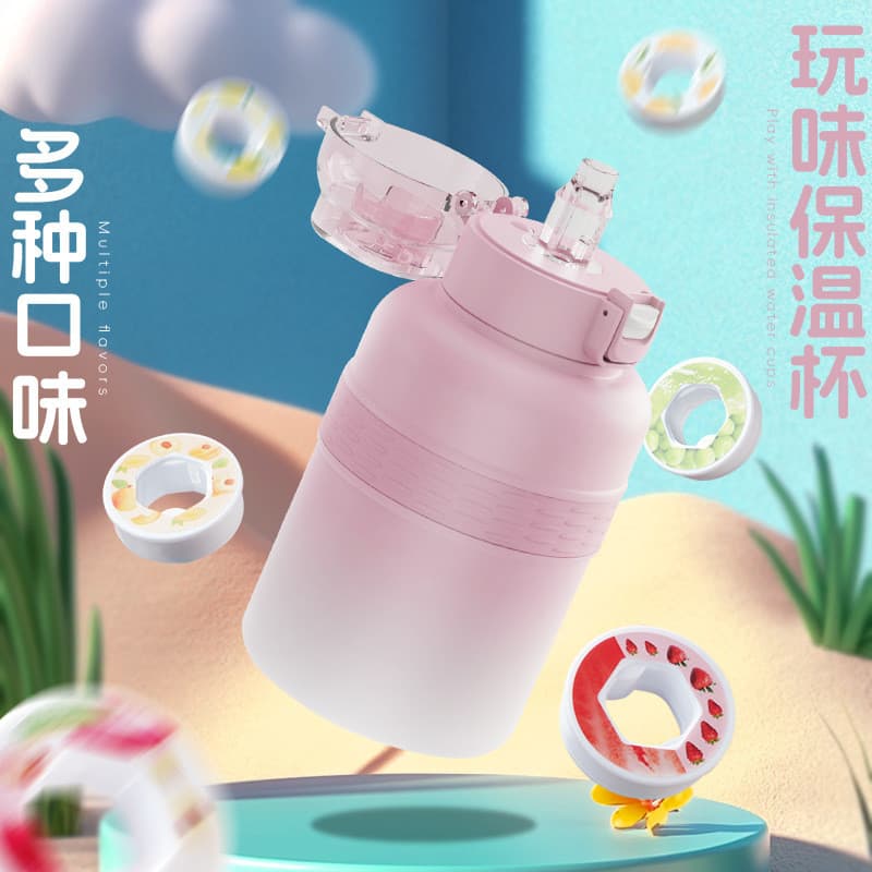 [Estoque pronto para novo produto] Copo térmico colorido Macaron de 600ml, copo de água criativo de aço inoxidável novo