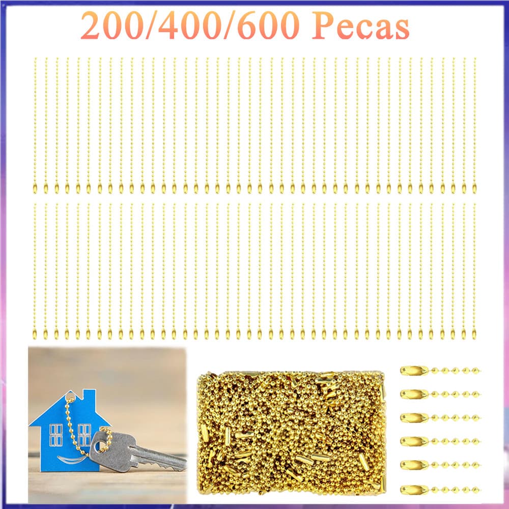 200-600 peças, corrente de contas de bola dourada de 2.4mm, corrente de Metal de 10cm, faça você mesmo, corrente pequena