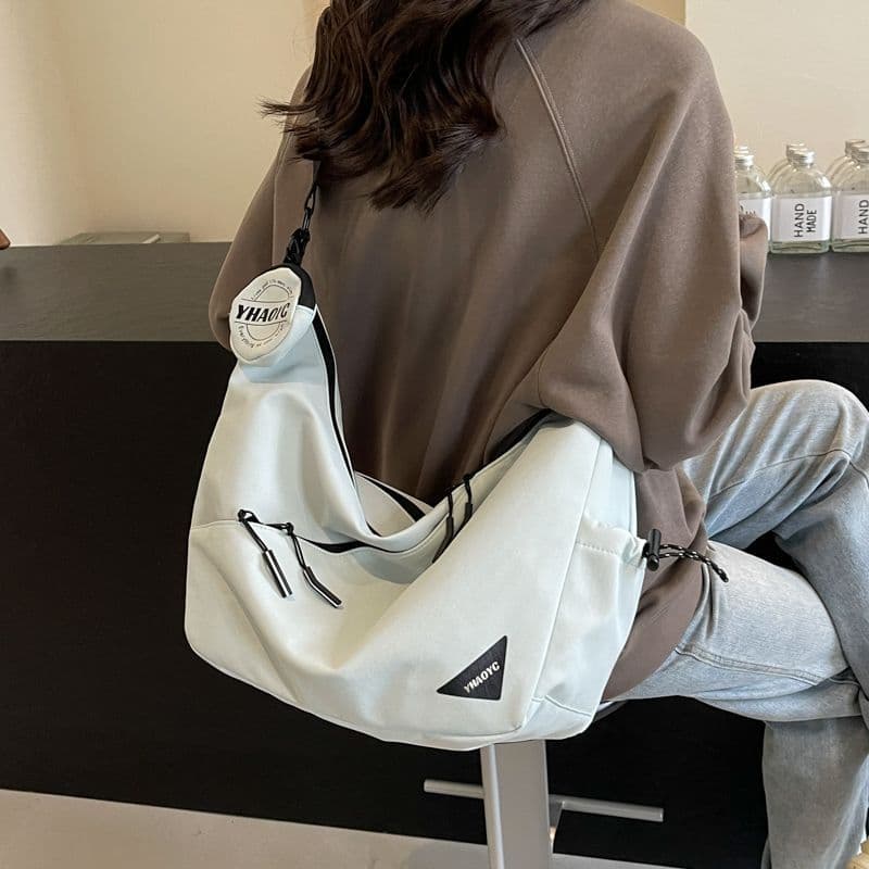 Bolsa transversal casual, grande capacidade, nova bolsa de ombro simples e versátil, elegante para a aula, versão aprimo