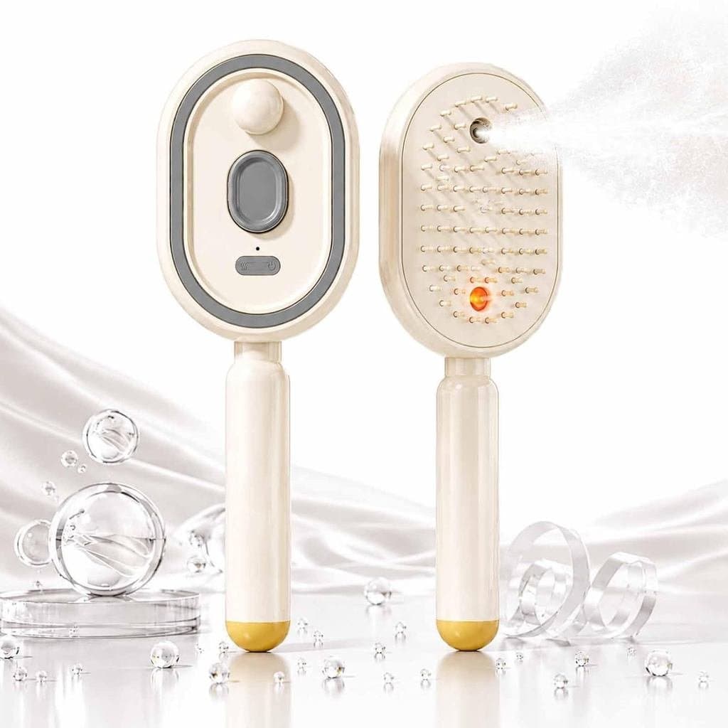 Escova a Vapor Elétrica para Cabelo, Escova Elétrica com Almofada de Ar e Spray para Mulheres, Escova de Cabelo Recarreg