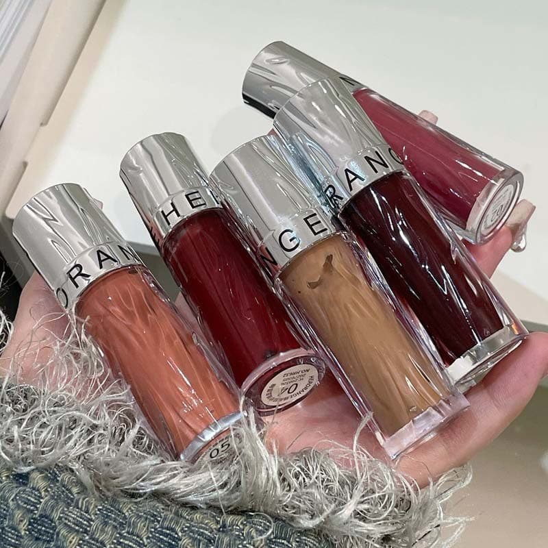 HERORANGE~Brilho labial transparente e hidratante, efeito espelhado, brilho labial com textura de vidro, cor de lábios e