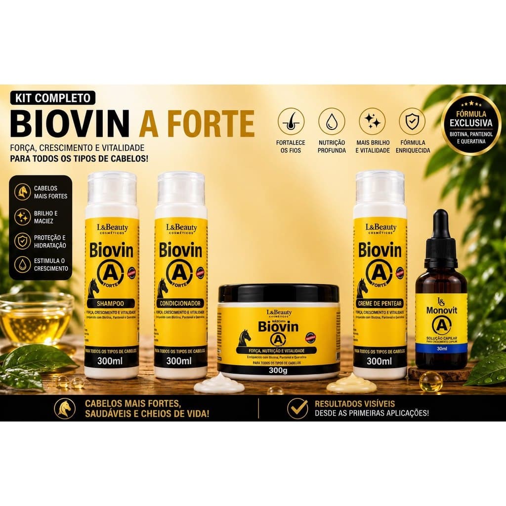 Kit Crescimento Capilar Biovin Monovit A Força Antiqueda L&BEAUTY até 5 Itens