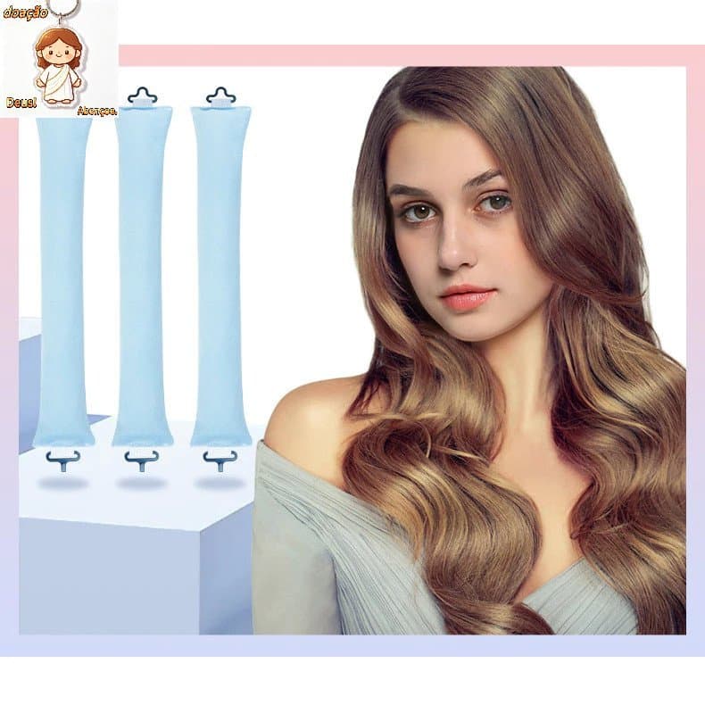 kit 3 pcs Modelador De Cabelo Sem Calor, Hastes Flexíveis Com Gancho, Haste De Ondulação Sem Calor Para Todos