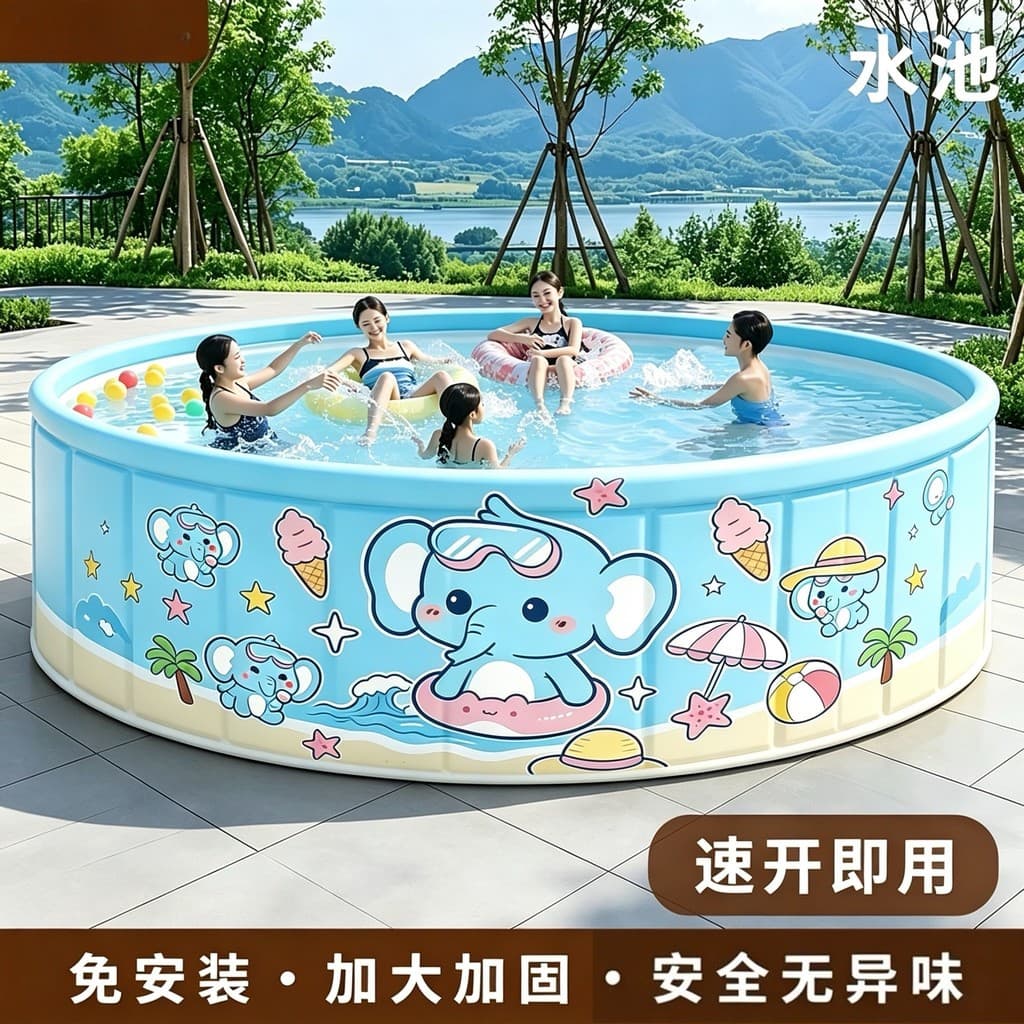 Piscina infantil inflável; Piscina dobrável com suporte espessado interno e externo