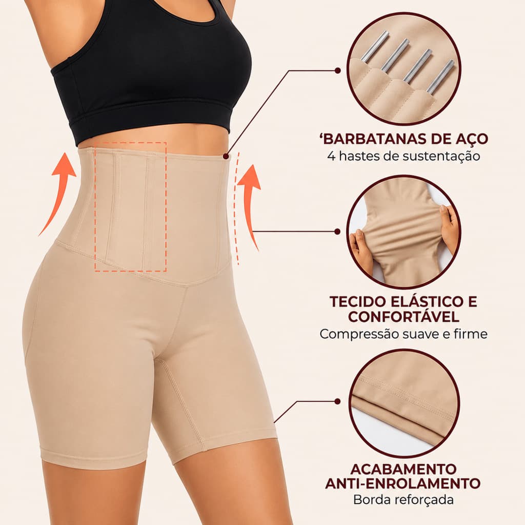 Cinta Modeladora Feminina Short Reduz 2 Medidas | Empina Bumbum | Alta Compressão | Não Enrola | Envio Rápido