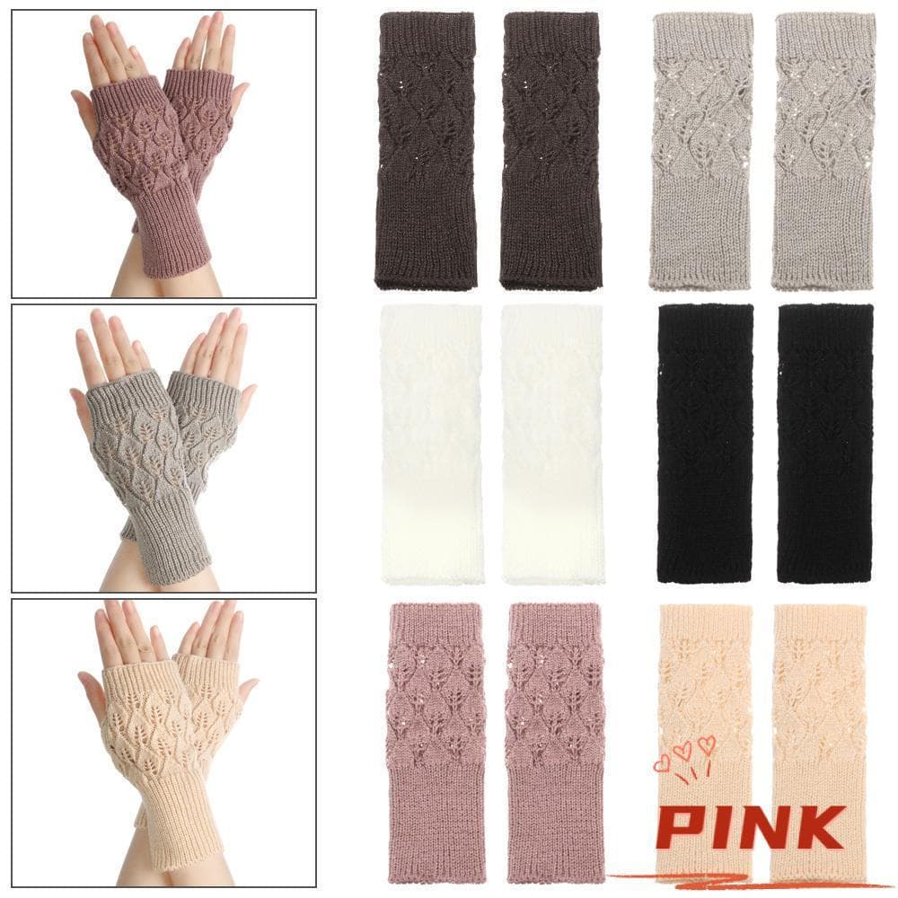 PINK1 Luva De Lã Tricotada Feminina Menina Inverno Outono Quente Dedo Exposto