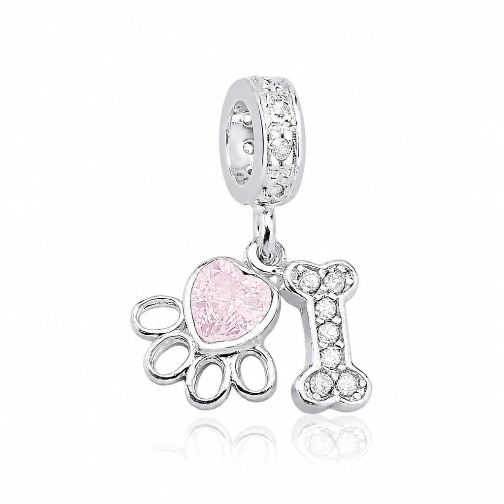 Berloque Patinha Coração Rosa
