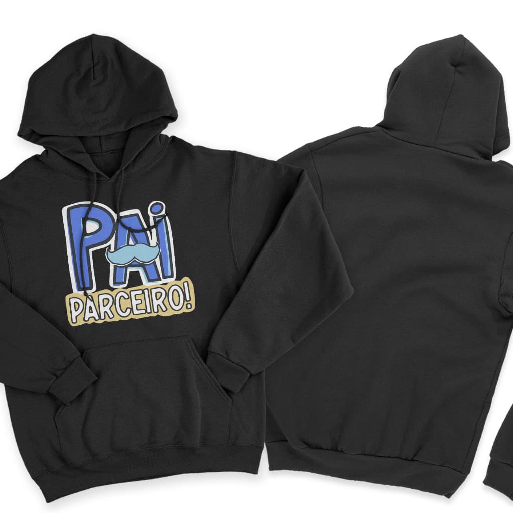 Moletom Para o Frio, Pai Parceiro , Preto, Branco e Bege Streetwear Unissex