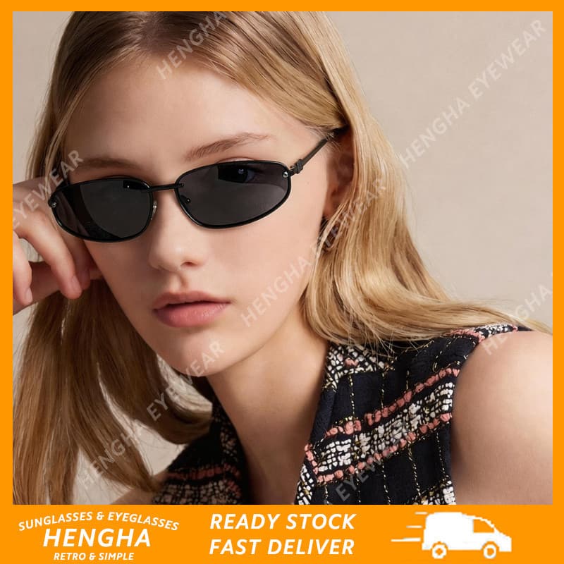 (HENGHA) Luxe Oval Pequeno Metal Sunnies Y2K Retro Unissex , UV400 Óculos De Sol Para Homens Mulheres Fim De Semana Ao A