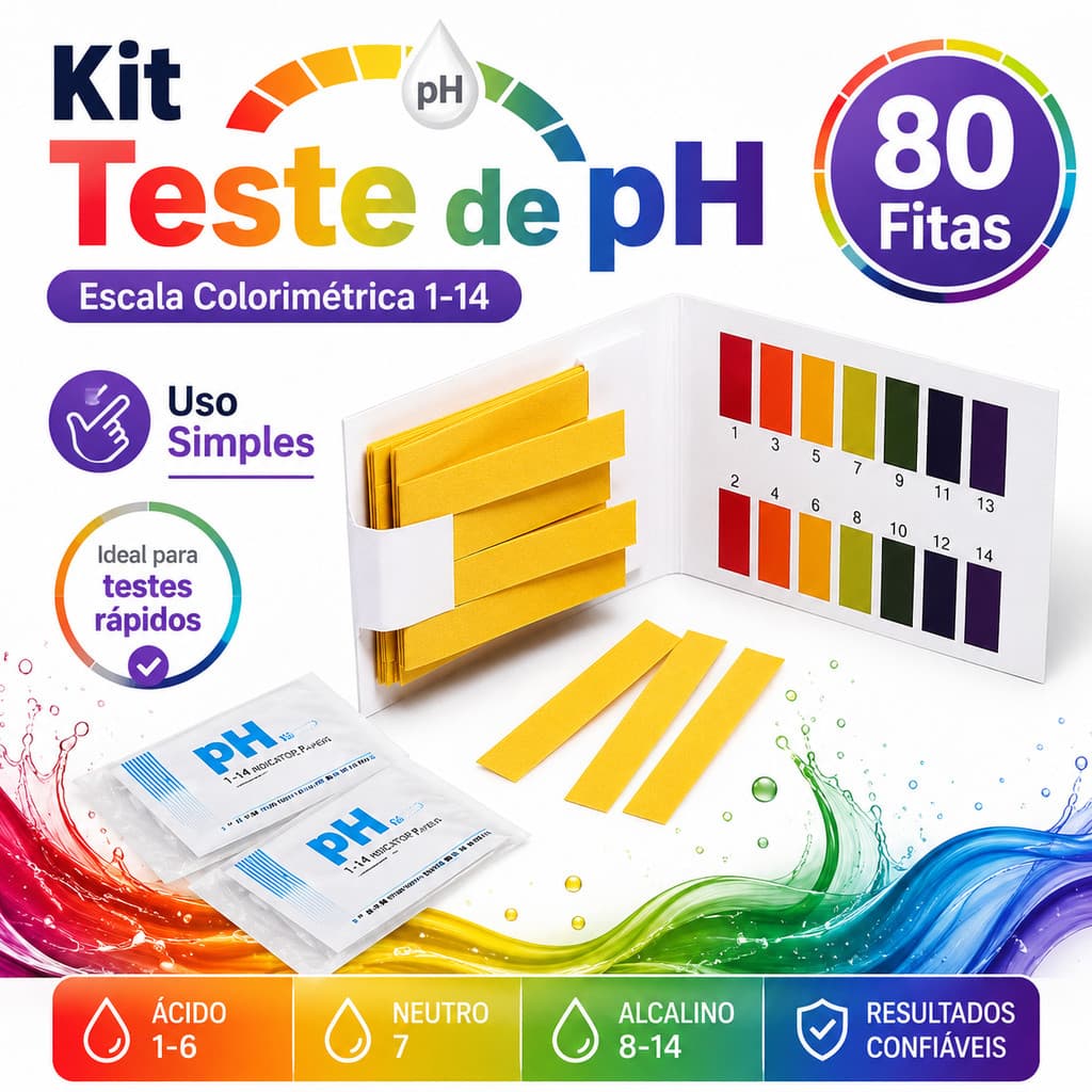 Teste de PH em Fitas com Precisão (80 testes) Universal Medidor para Aquário Agua