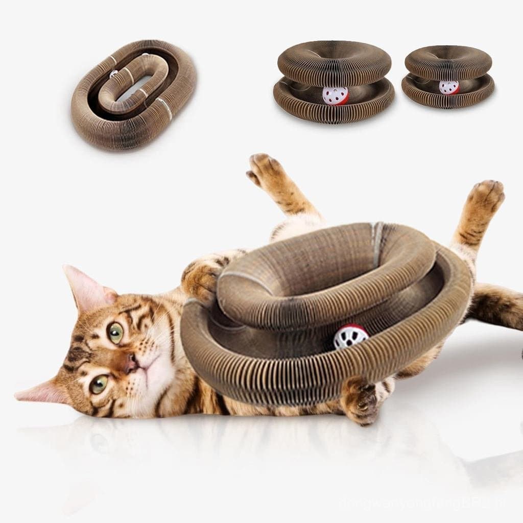 Brinquedos para Gatos Kitty Curls, Tábua Mágica para Arranhar para Gatos de Interior, Arranhador Dobrável em Acordeão co