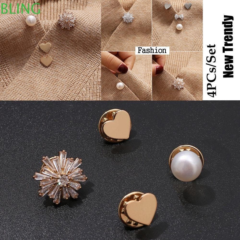 BLING Cardigan Pin Cor Dourada Broche Decorativo Estilo Para Mulheres Fivela De Decote Anti-Exposição