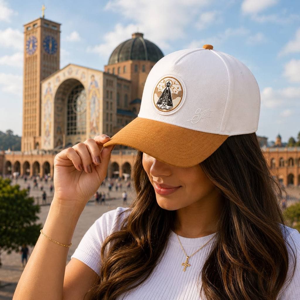 Boné Sela de Ouro Exclusivo Estilo Aba Camurça Edição Limitada Nossa Senhora Aparecida