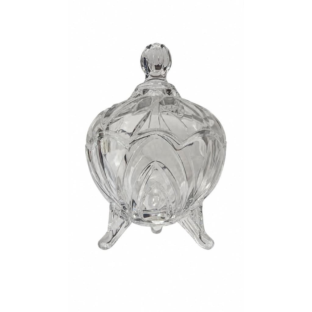 Bomboniere de Vidro com Tampa e Pés Decorativa Transparente