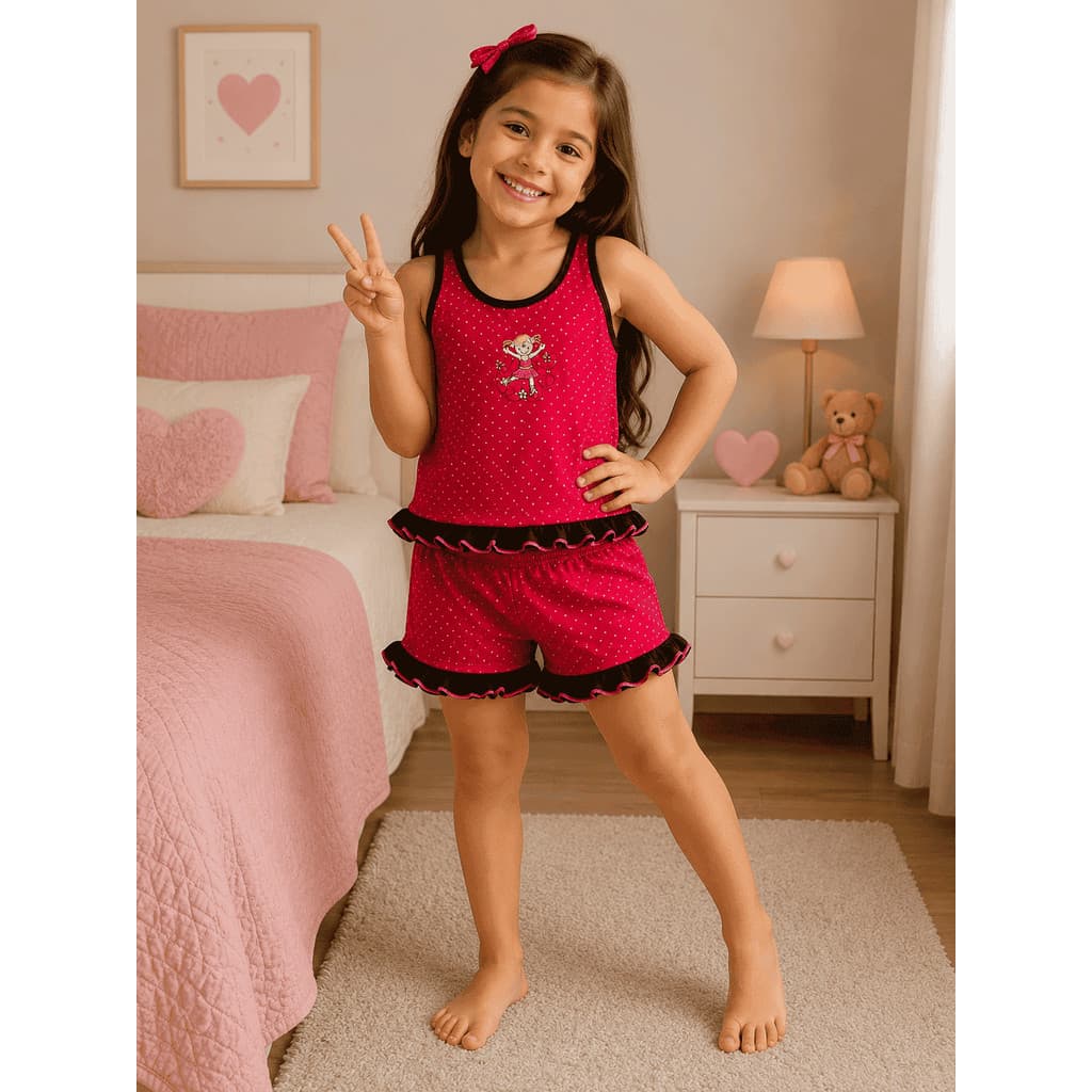 Babydoll Infantil Feminino Estampado Verão Leve Fresco Confortável Pijama Menina