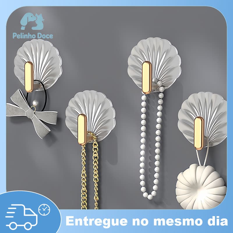 4 PCS Gancho Concha Adesivo/ Parede Multifuncional Autocolante Casa Cozinha Quarto Banheiro Organizado
