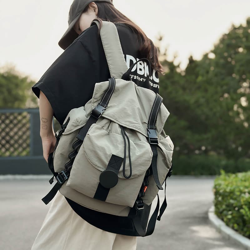 Feminino viagem montanhismo computador mochila masculino estudante mochila com cordão aba mochila ao ar livre grande cap