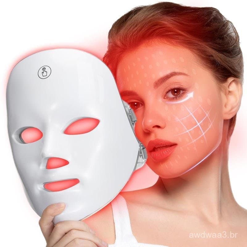 Terapia de Luz Vermelha, Máscara Facial de LED com 7 Cores, Rejuvenescimento da Pele por Fototerapia para Cuidados Diári